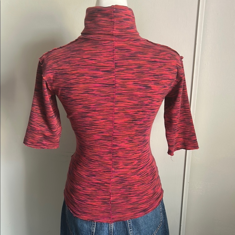Free People Womens Red Sunshine Space Dye Elbow Sleeves Turtleneck Top - Picture 4 of 10